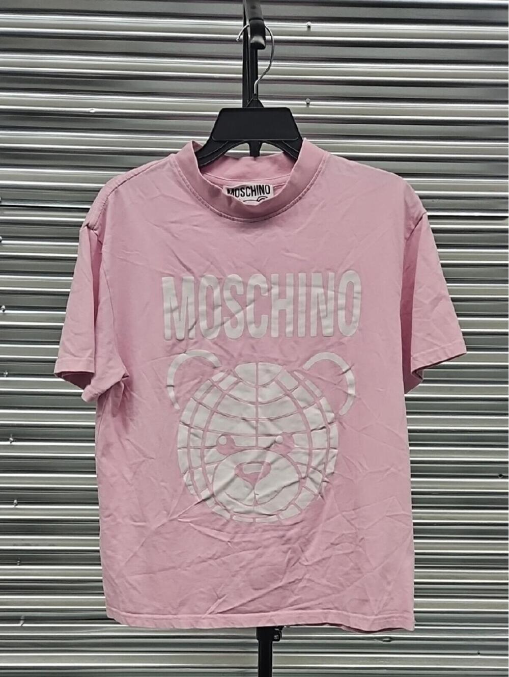 Moschino Light Pink Teddy Globe Logo Tee